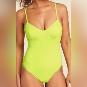 NWT Andie The Bermuda One Piece Swimsuit Womens Size XS Neon Green